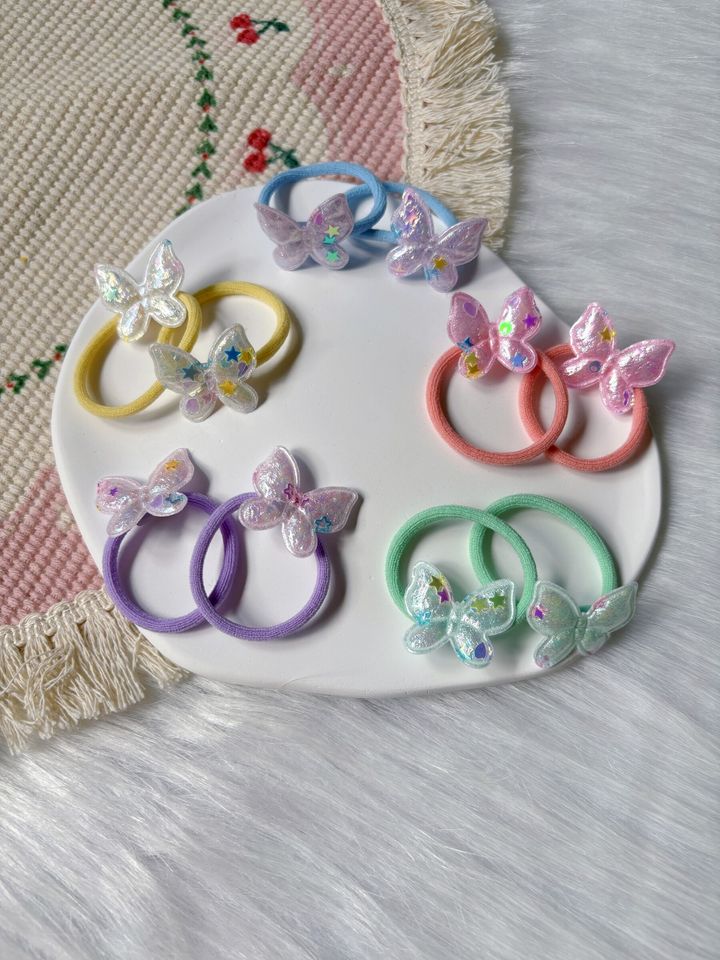shimmer butterfly hair tie (bundle set of 5pairs)