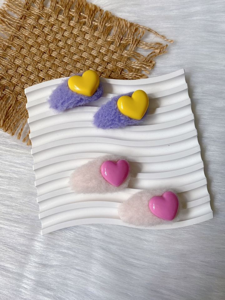premium fur heart bb clip (1pair)