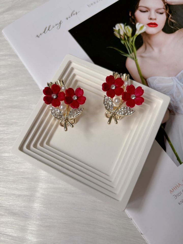 velvet flower clip (1pair)