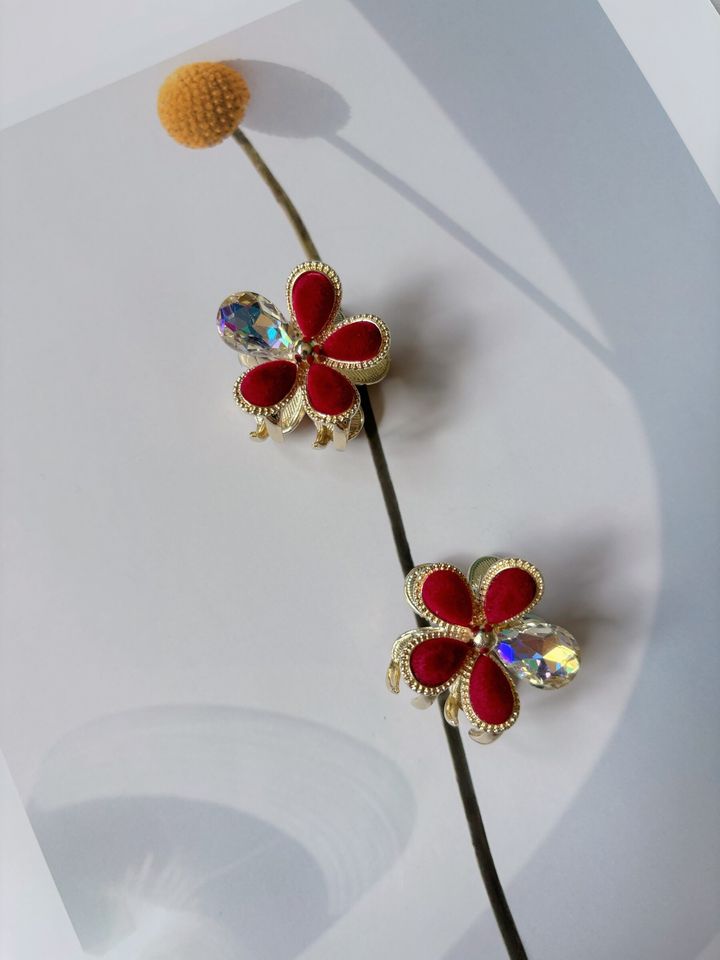 K9 crystal mix velvet flower claw clip (3cm)