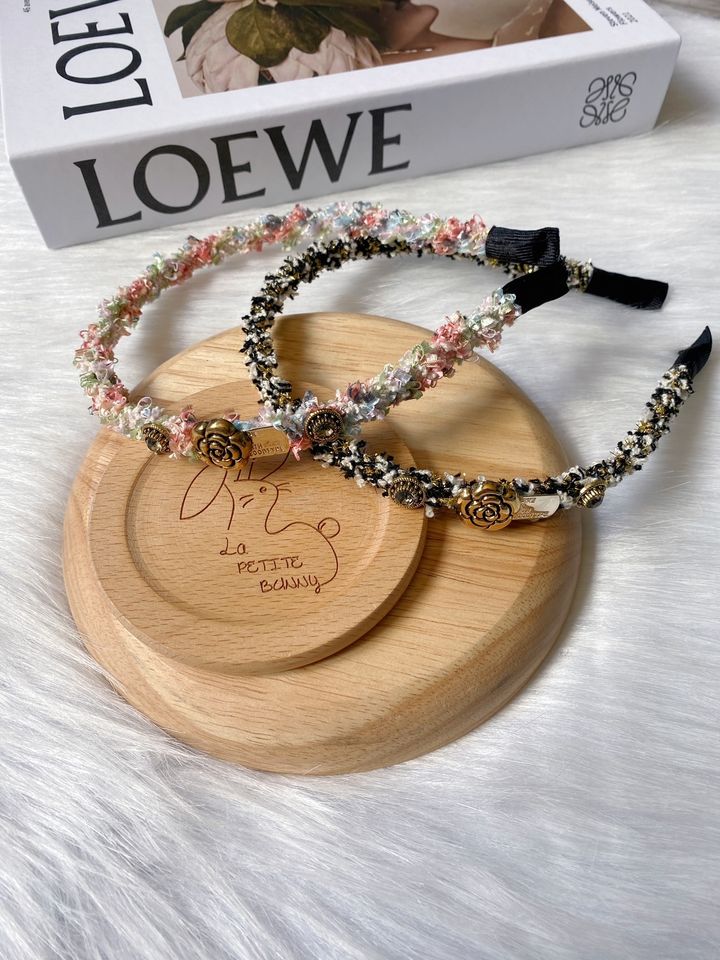 camellia flower tweed headband 