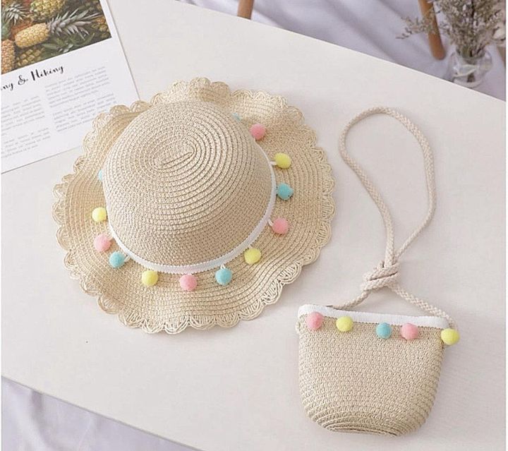 straw woven hat with matching crossbody bag (beige)