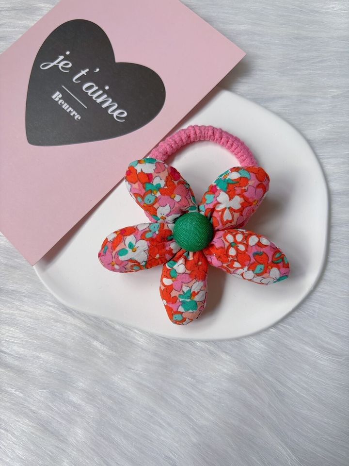 puffy floral print hair tie