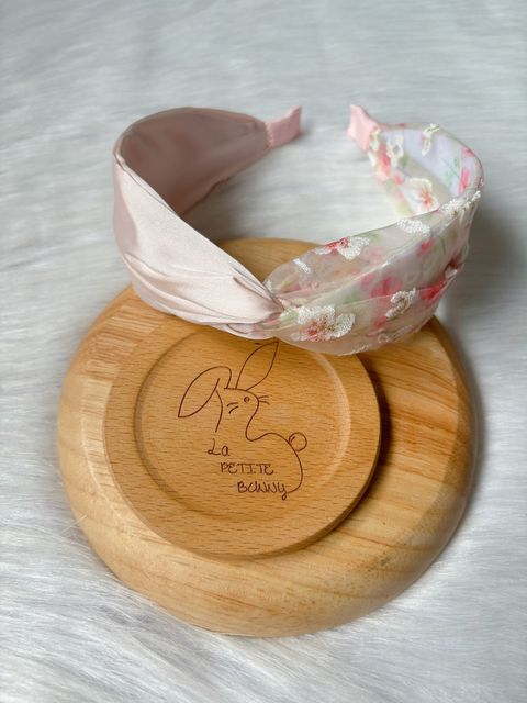 organza floral print mix satin headband
