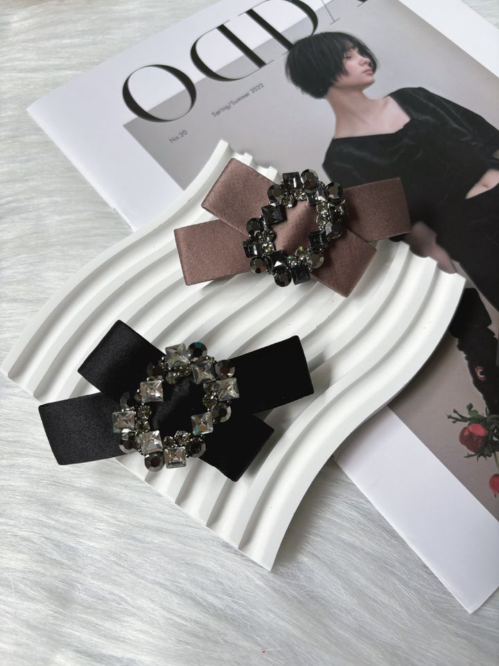 crystal ribbon spring clip (6cm)