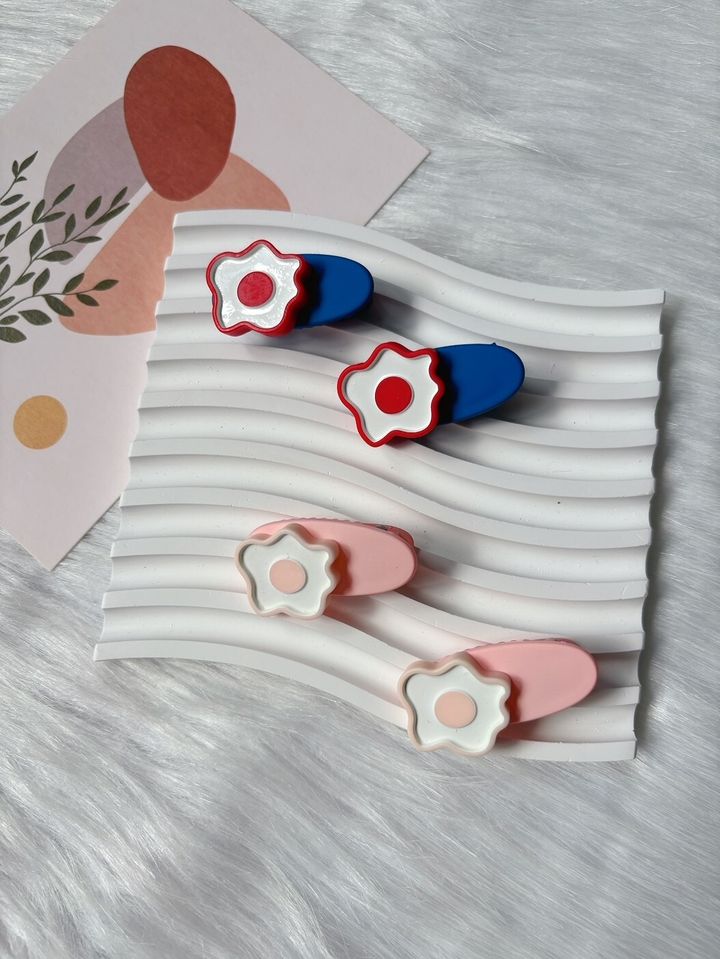flower theme matt duck clip (1pair)