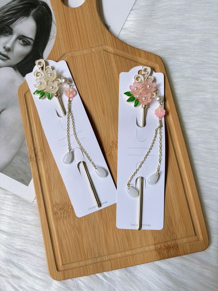 oriental flower hair bun stick