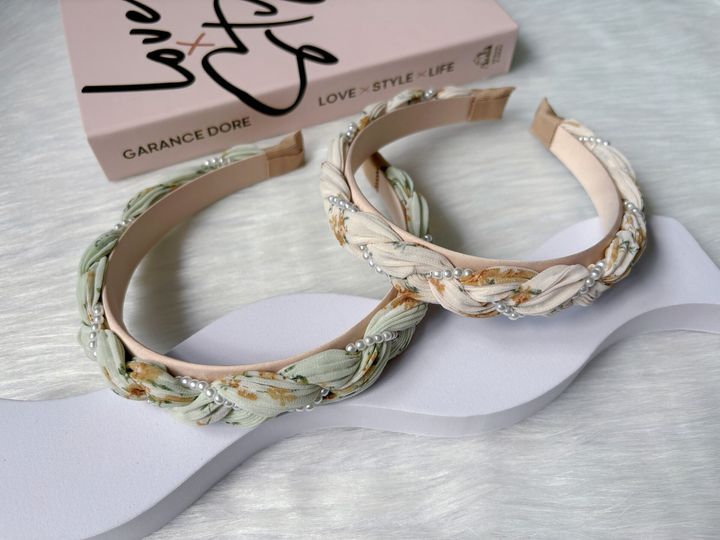 pearl mix floral print braid headband