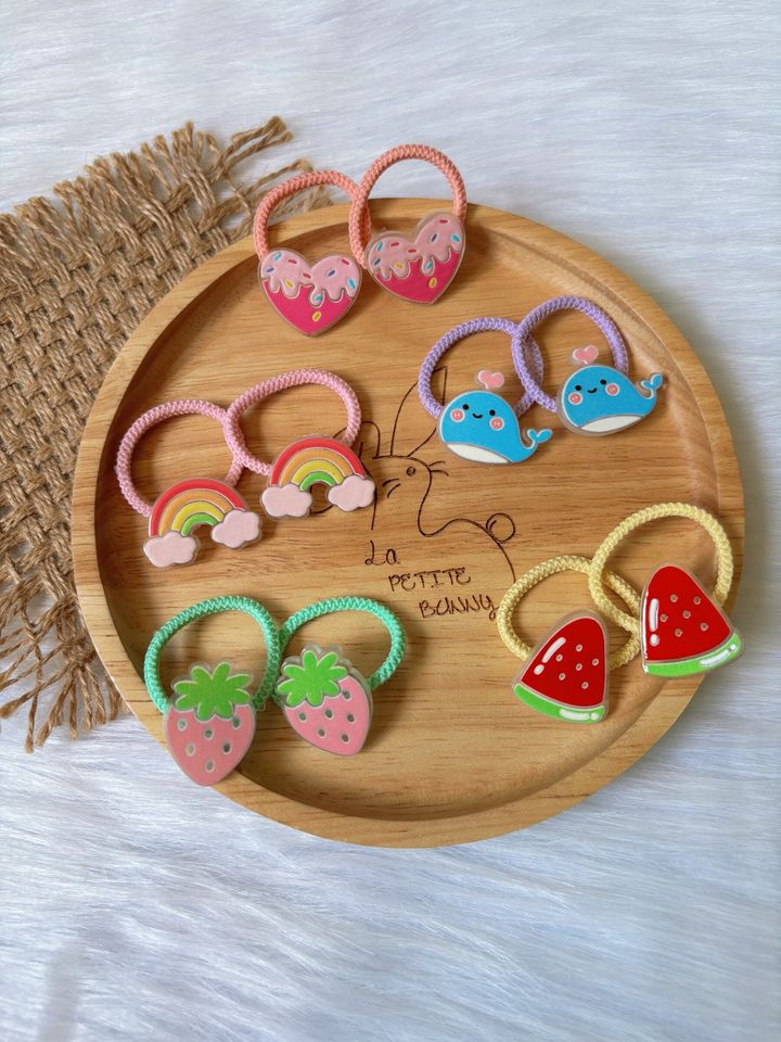 cute ornaments hair tie (bundle set of 5pairs)