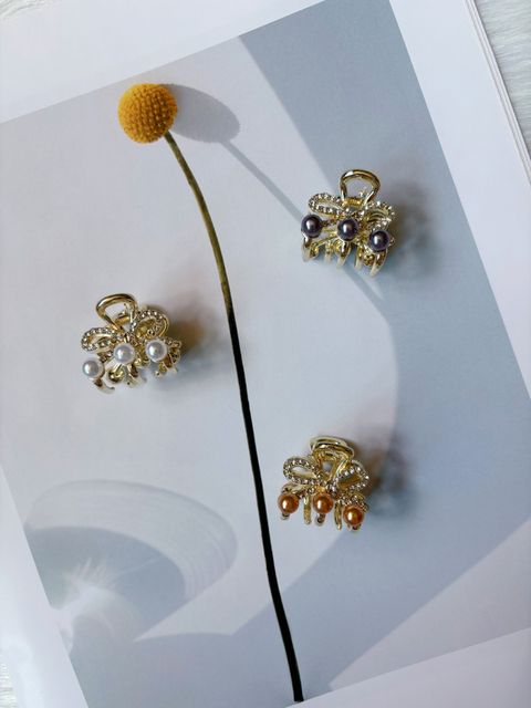 crystal ribbon mix pearl claw clip (2.5cm)