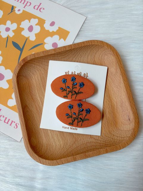 embroidery flower bb clip (1pair)