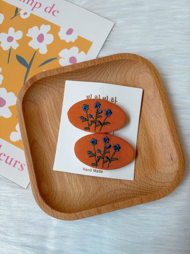 embroidery flower bb clip (1pair)