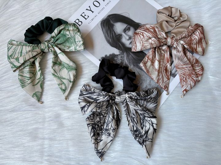 satin printed ribbon scrunchy