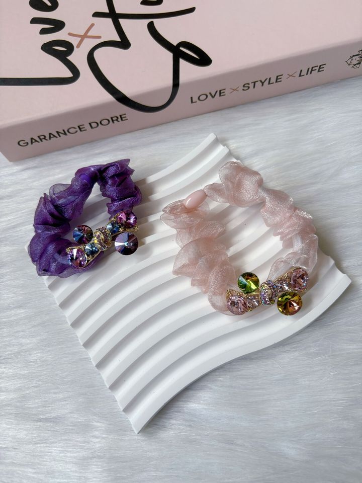 premium K9 crystal mesh scrunchy