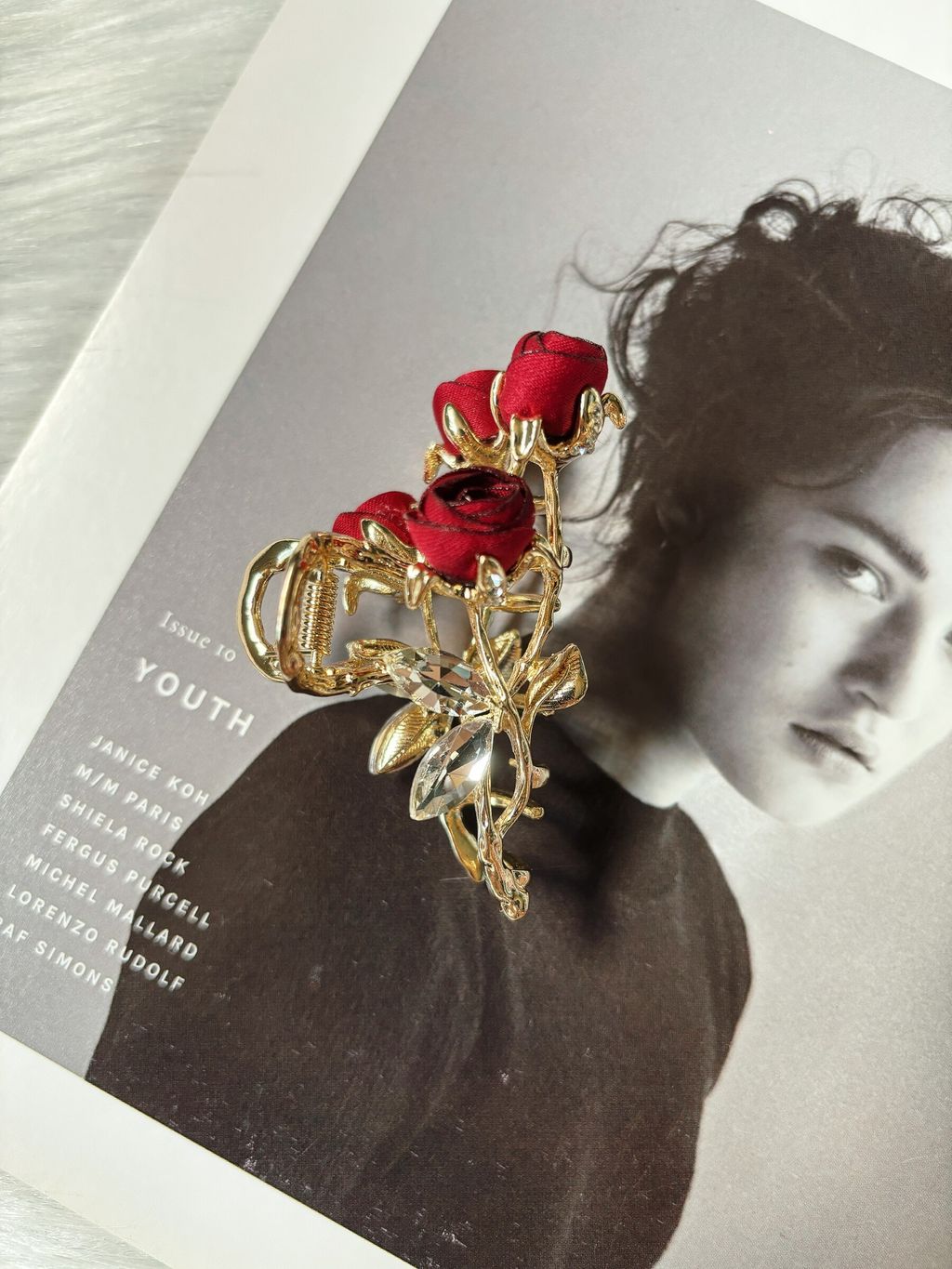 vintage rose claw clip (6cm)
