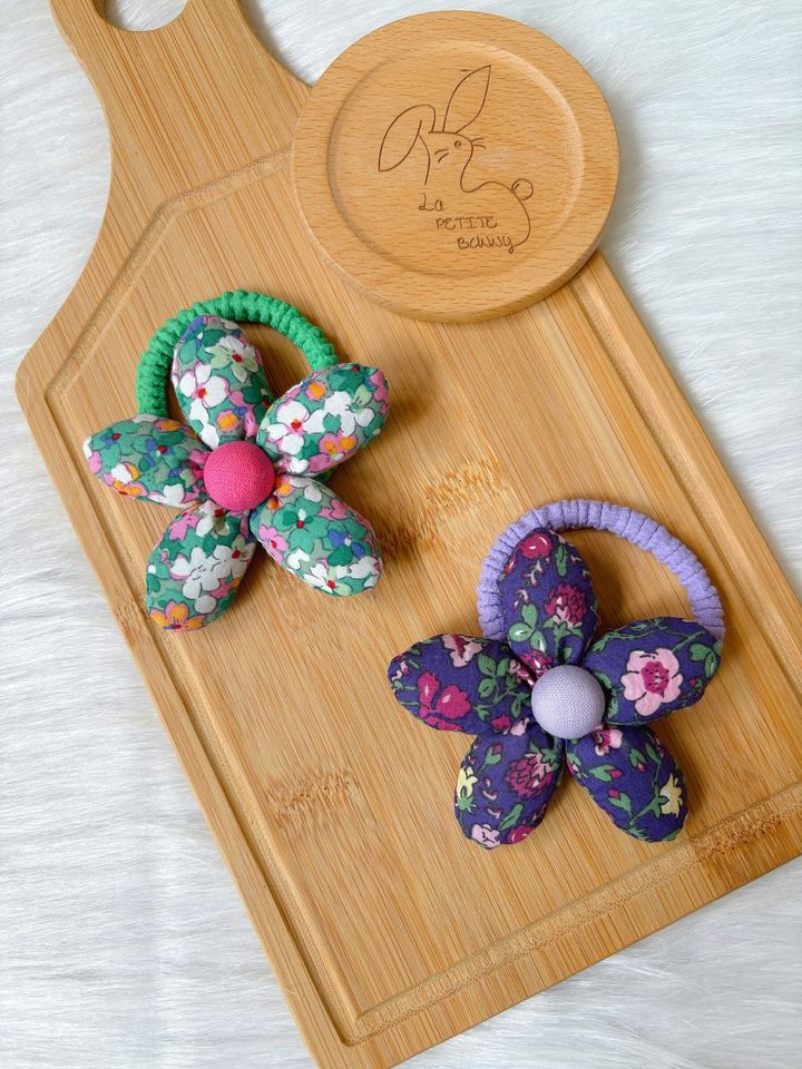 floral print puffy flower scrunchy