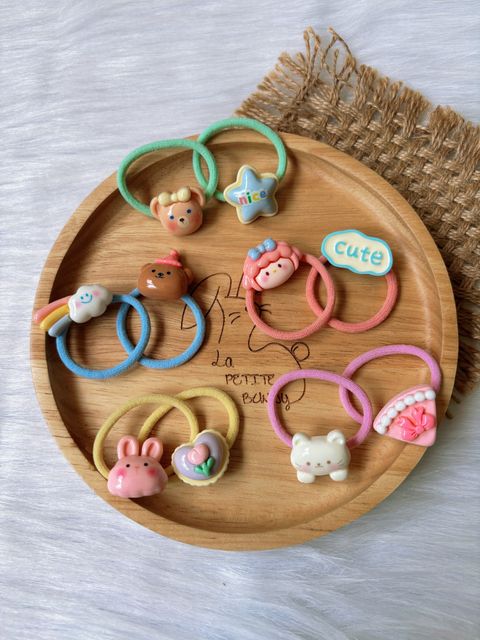 cute ornaments hair tie (bundle of 5 sets)