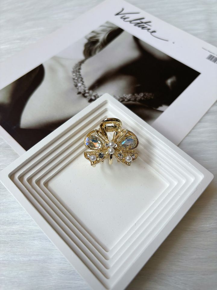 crystak mix pearl ribbon claw clip (2.5cm)