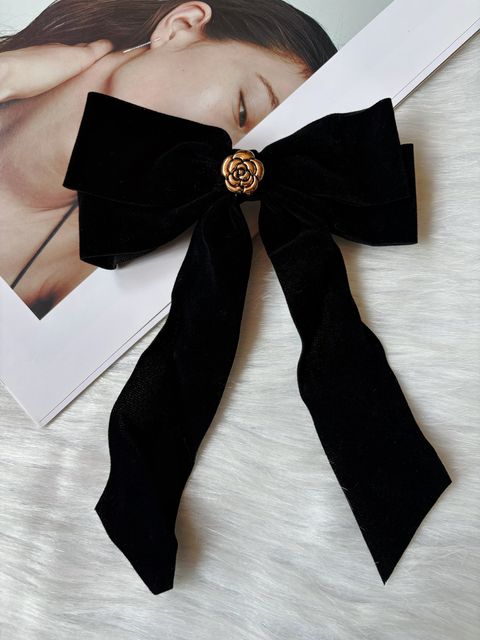 velvet flowy ribbon spring clip (10cm)