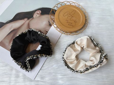 tweed satin scrunchy