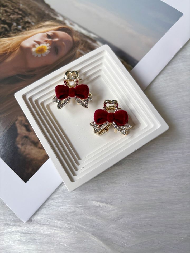 velvet ribbon claw clip (2cm)(1pair)