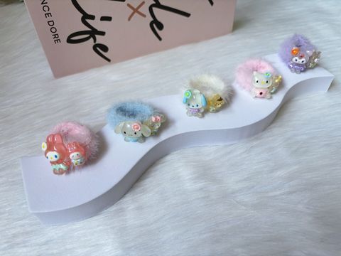 sanrio family fur scrunchy