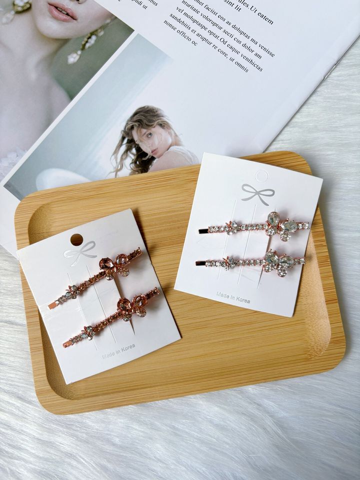 crystal butterfly side clip (1pair)