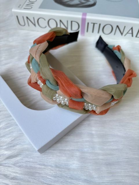 pearl mix organza braided headband