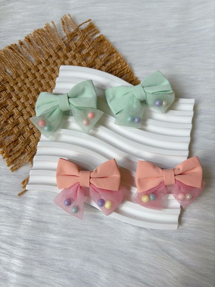 ribbon duck clip with colourful beads (1pair)