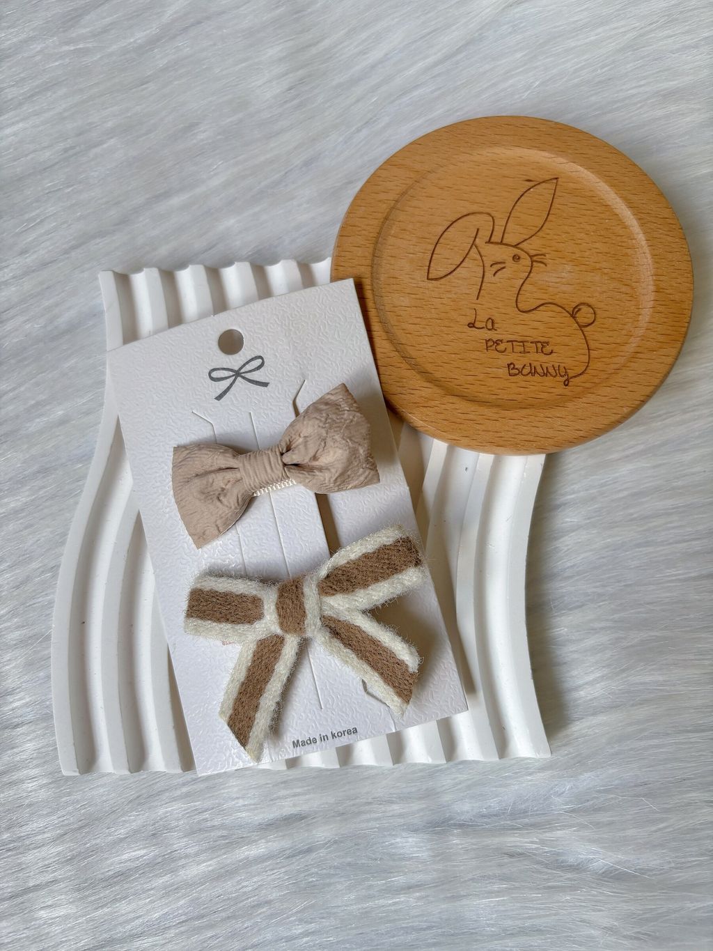 handmade bow duck clip - brown theme (2 in 1 set)