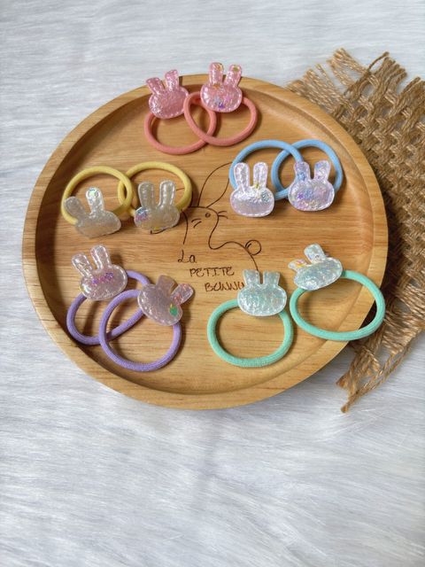 shimmer bunny theme hair tie (bundle set of 5pairs)