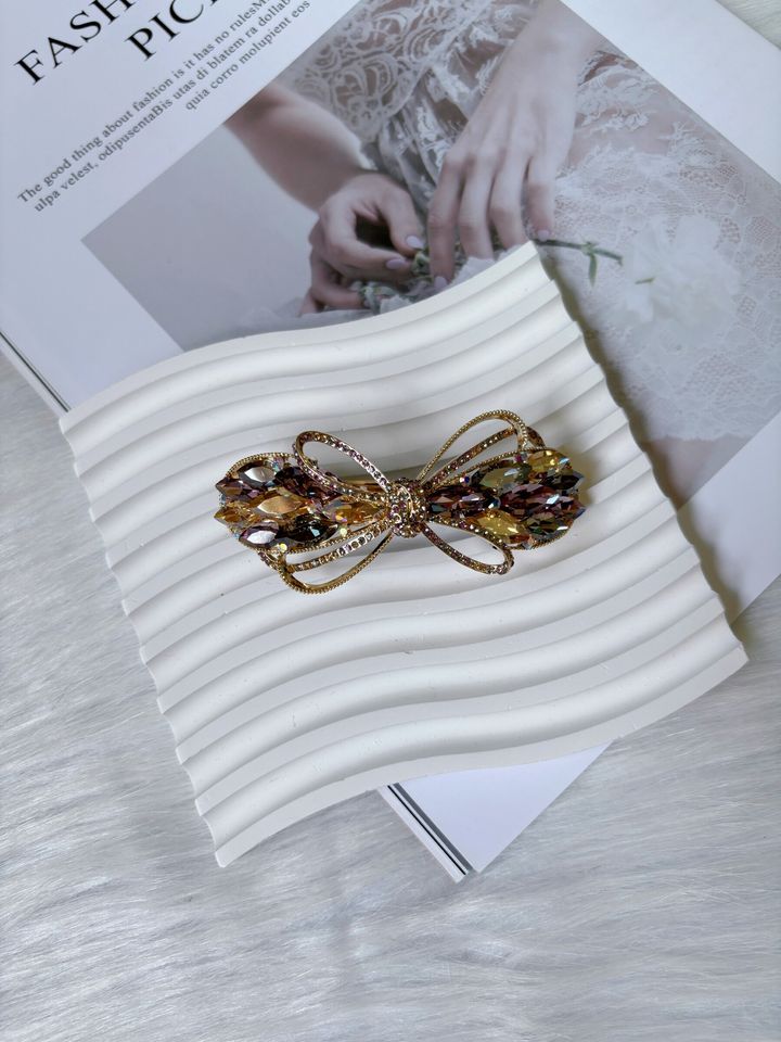 14K gold plated premium crystal spring clip (6cm)