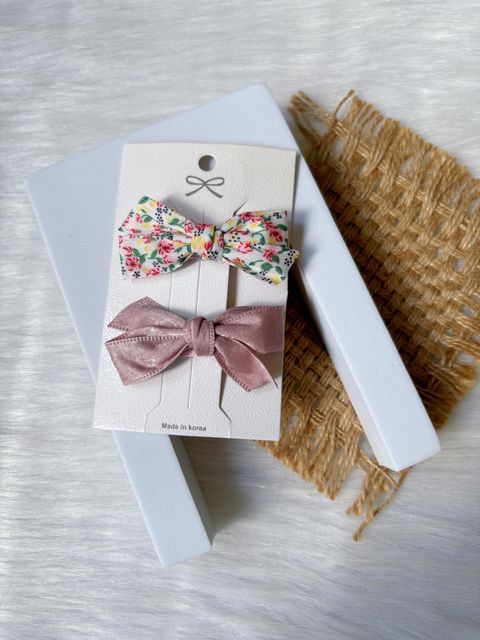 sweet pink handmade ribbon duck clip (2 in 1 set)