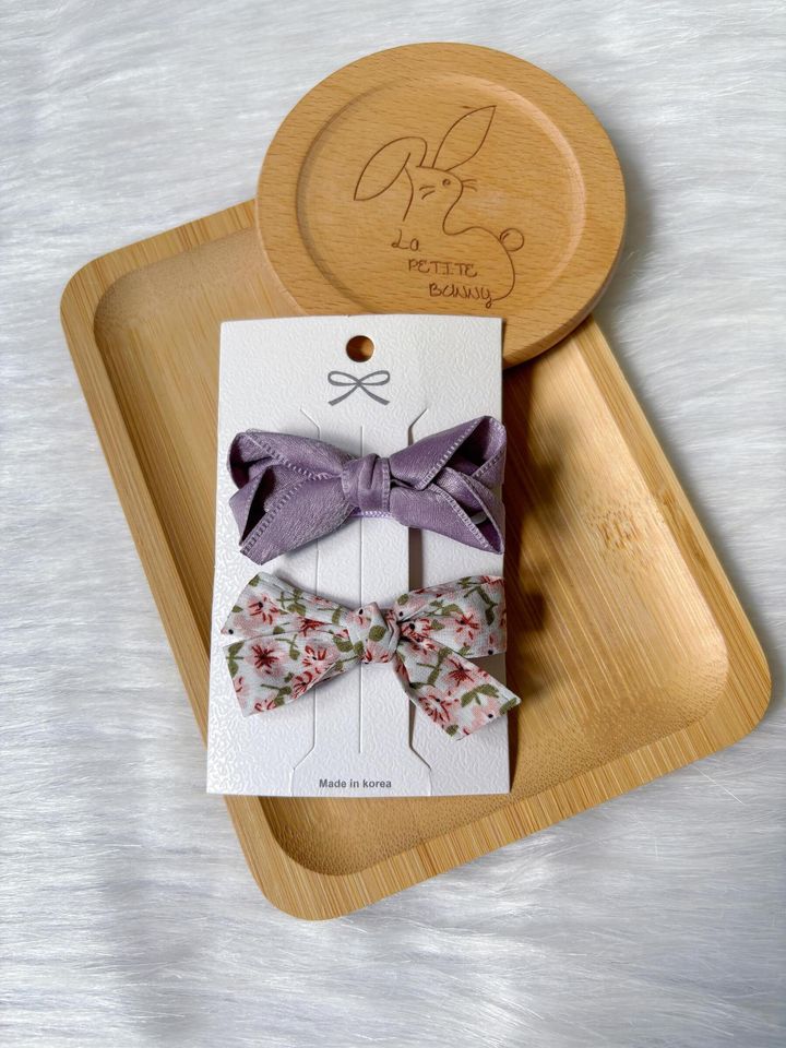 sweet purple handmade ribbon duck clip (2 in 1 set)