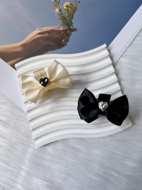 crystal heart ribbon claw clip (3cm)
