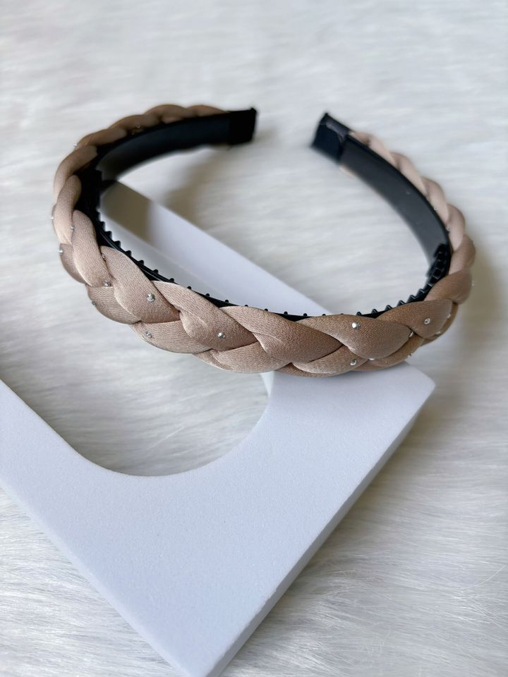 satin braid headband with crystal