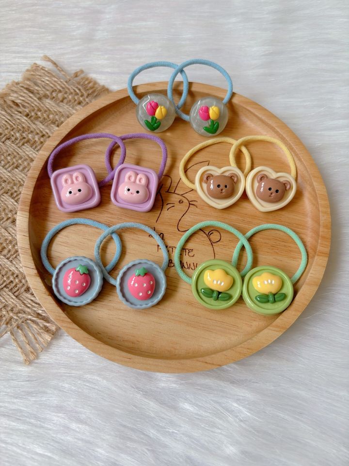 cute ornaments hair tie (bundle set of 5pairs)