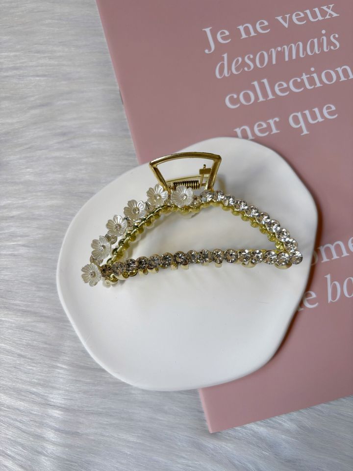 shell flower mix crystal claw clip (13cm)