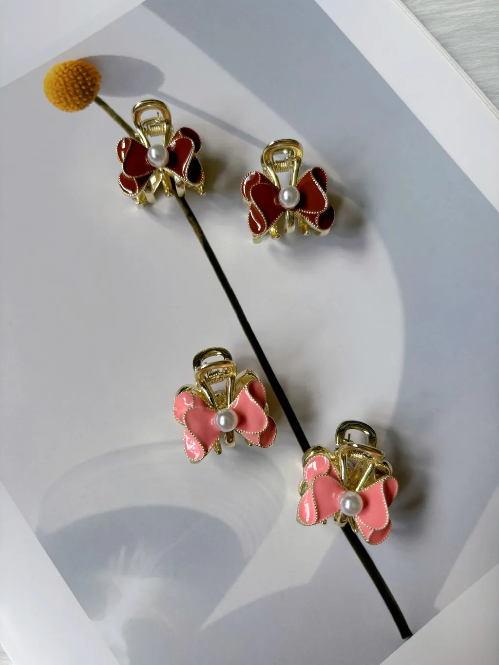 oil drop ribbon claw clip (2cm)(1pair)
