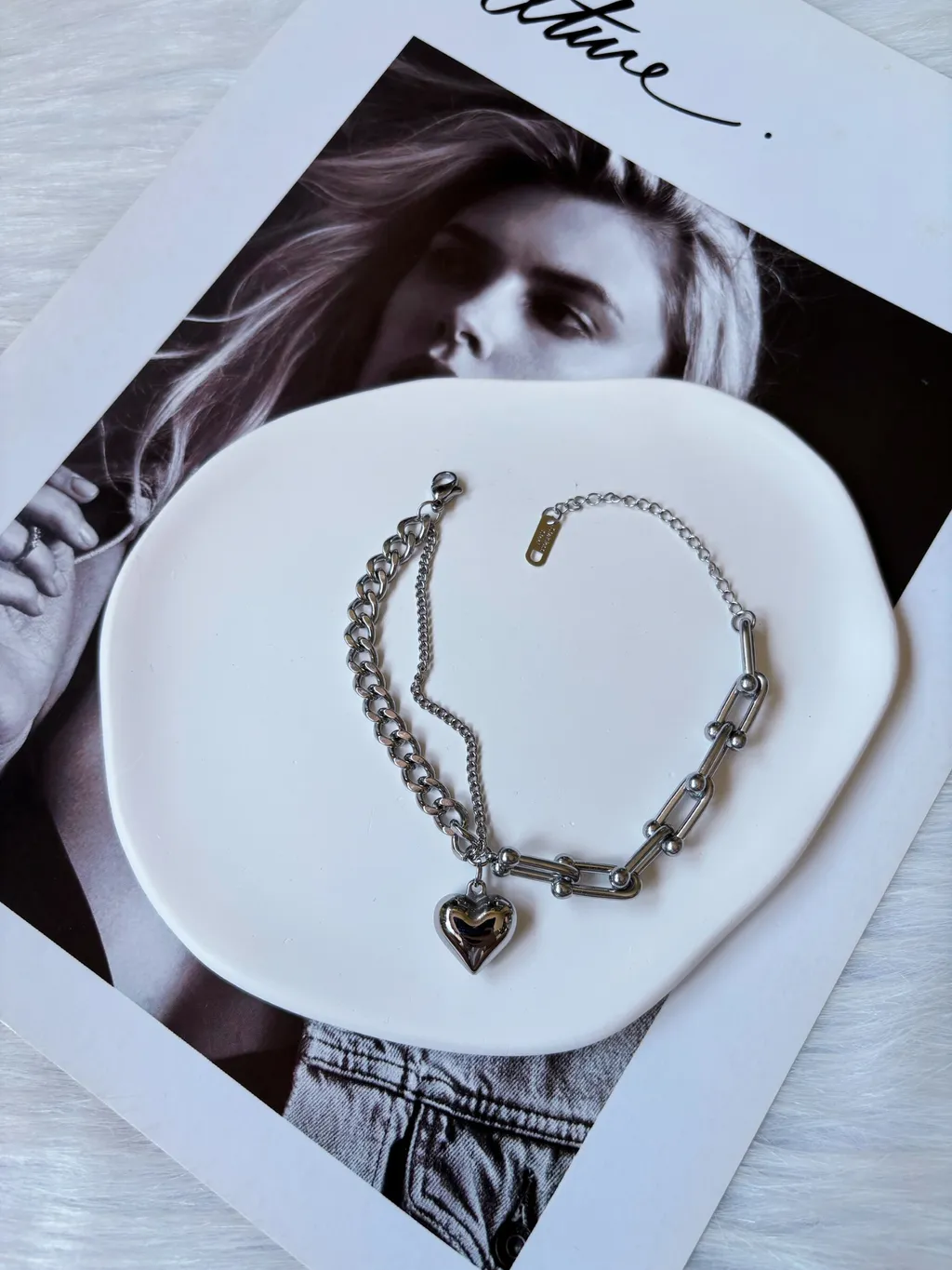 3D heart stainless steel bracelet