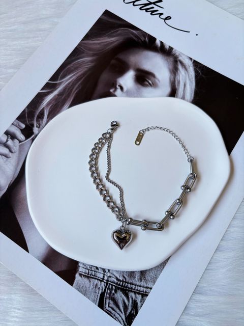 3D heart stainless steel bracelet
