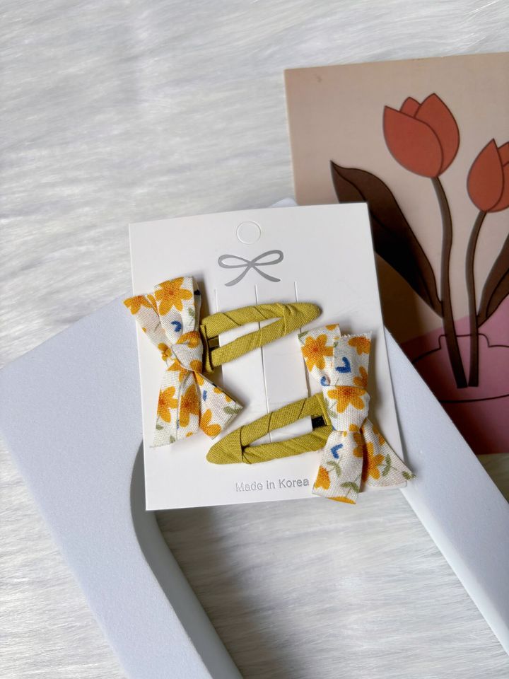 yellow floral ribbon bb clip (1pair)
