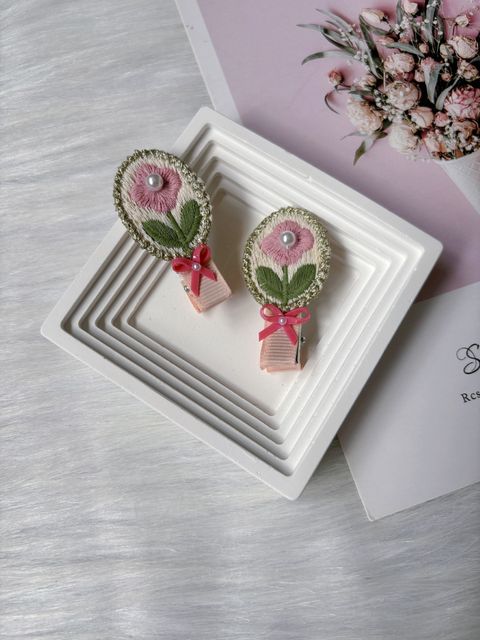 korean handmade flower duck clip (1pair)