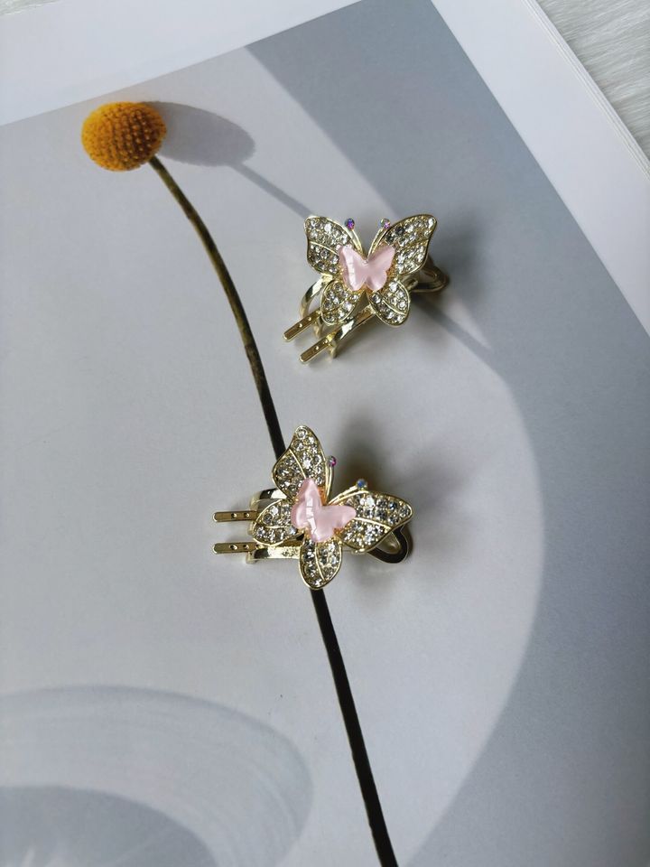 sweet pink butterfly clip (1pair)