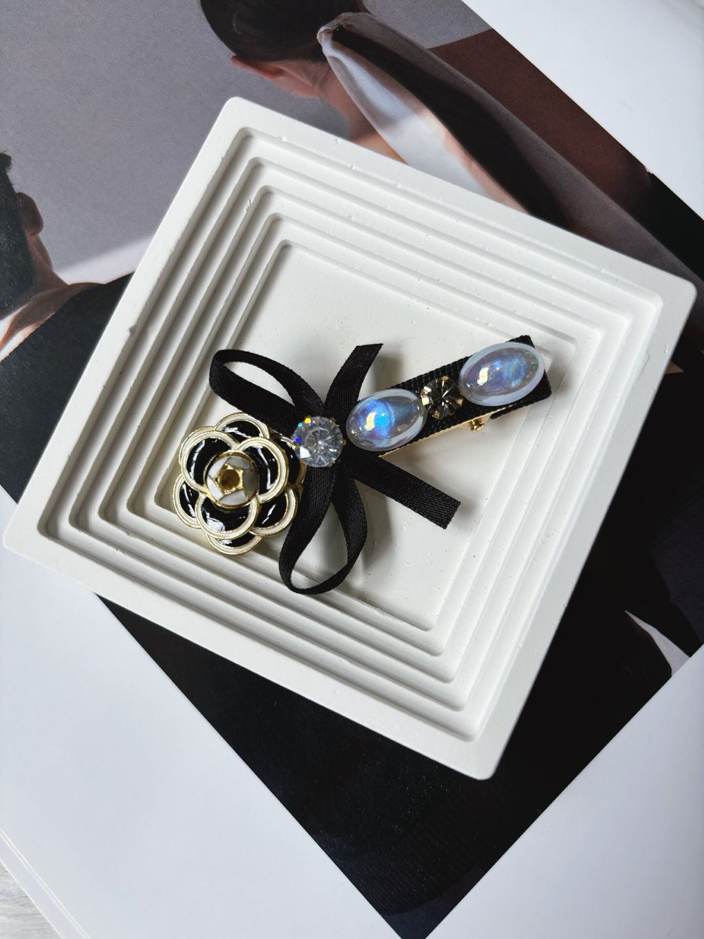 premium camellia flower duck clip