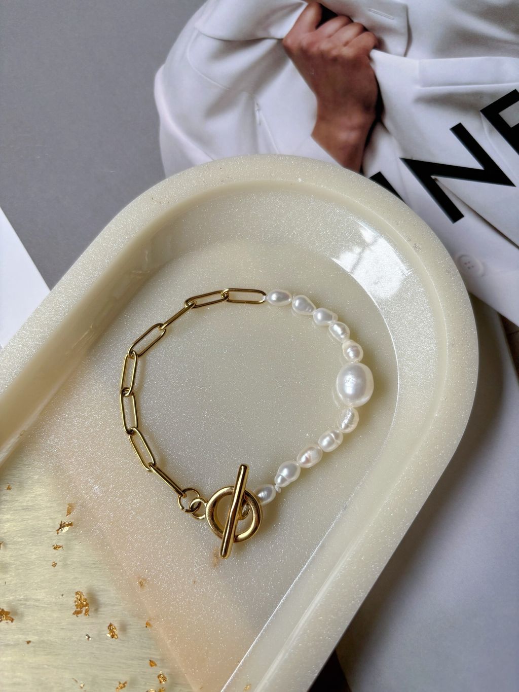 OT design bracelet with fresh water pearl