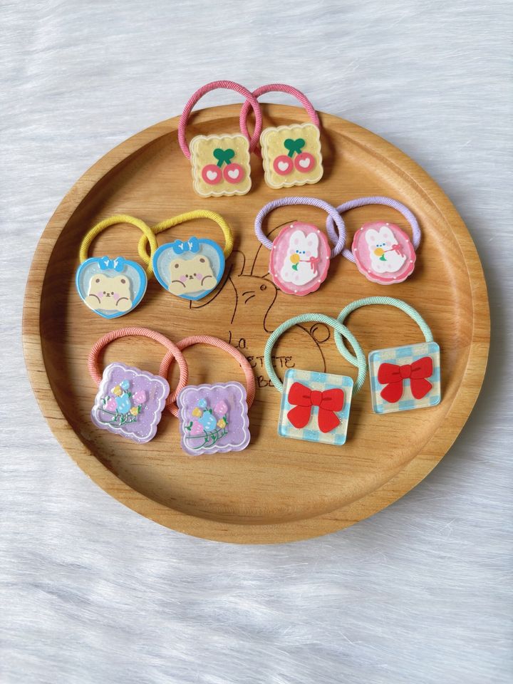cute ornaments hair tie (bundle set of 5pairs)