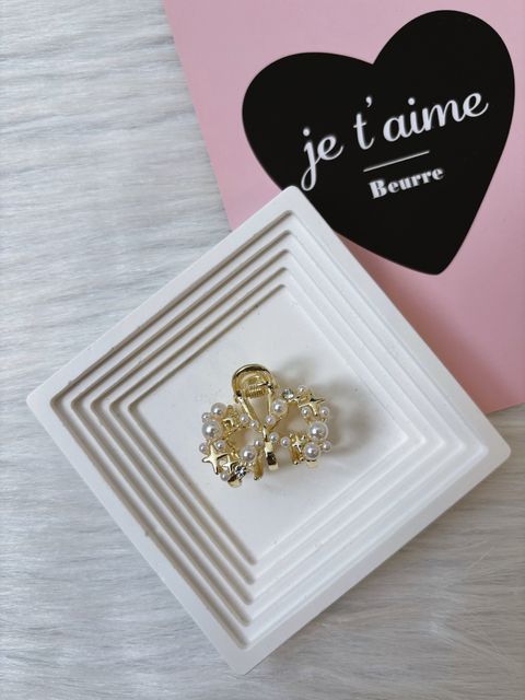 pearl beads ribbon claw clip (2cm)