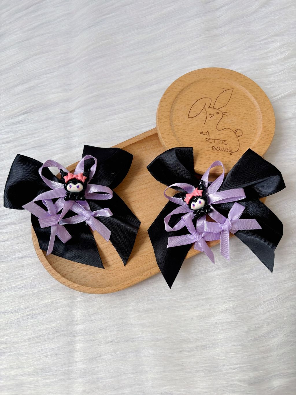 kuromi theme ribbon duck clip (1pair)