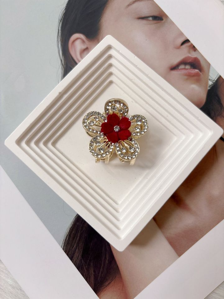 velvet flower claw clip (2.5cm)